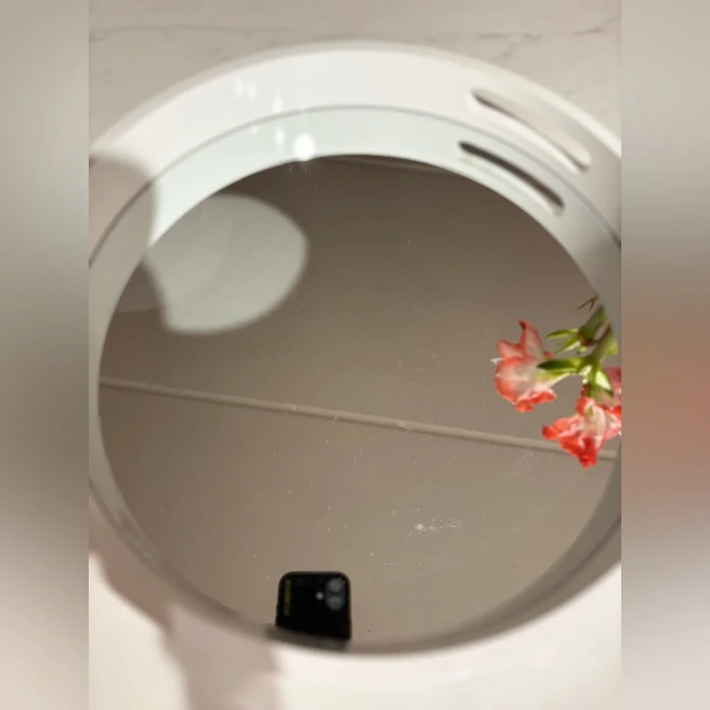 Elegant White Mirror Tray Round